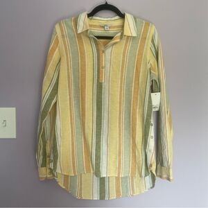 NWT Croft & Barrow Striped Long Sleeve Collared Shirt size S Linen